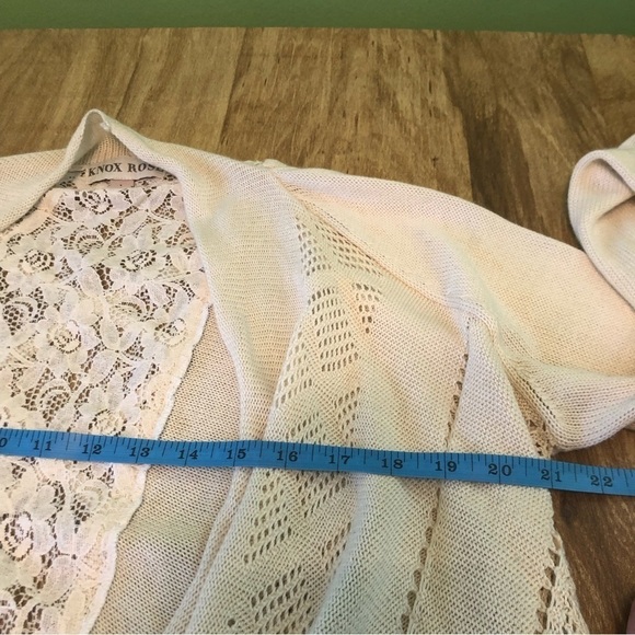 Knox Rose White Floral Lace Open Acrylic Cardigan Sweater Womens Size Large - Picture 5 of 8